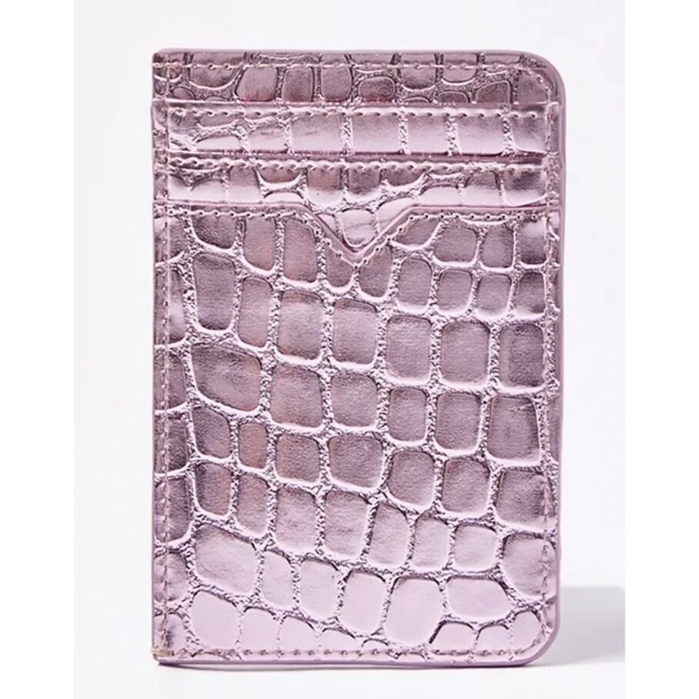 Card Holder Wallet Croc Embossed Faux Leather Credit Card Case~ New With Tags